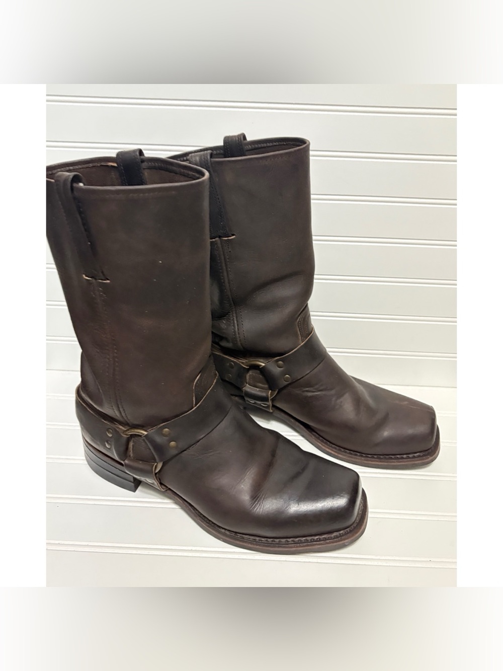 FRYE Vintage 90's Brown Distressed 12R Harness 700 Biker Boots Mens Size 12 M